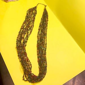 Joan rivers red multi color beaded necklace